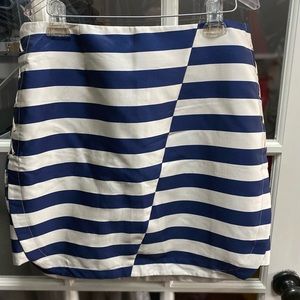 NWOT Anthropologie Maeve Skirt size L Navy Blue Short Striped Nautical Lined